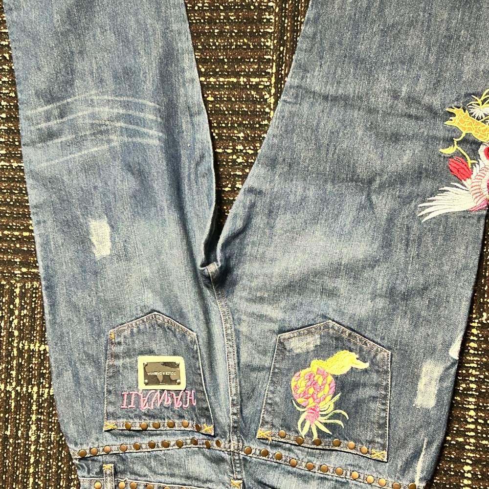 Hawaii Dolce & Gabbana Embroidered Light Blue Jeans